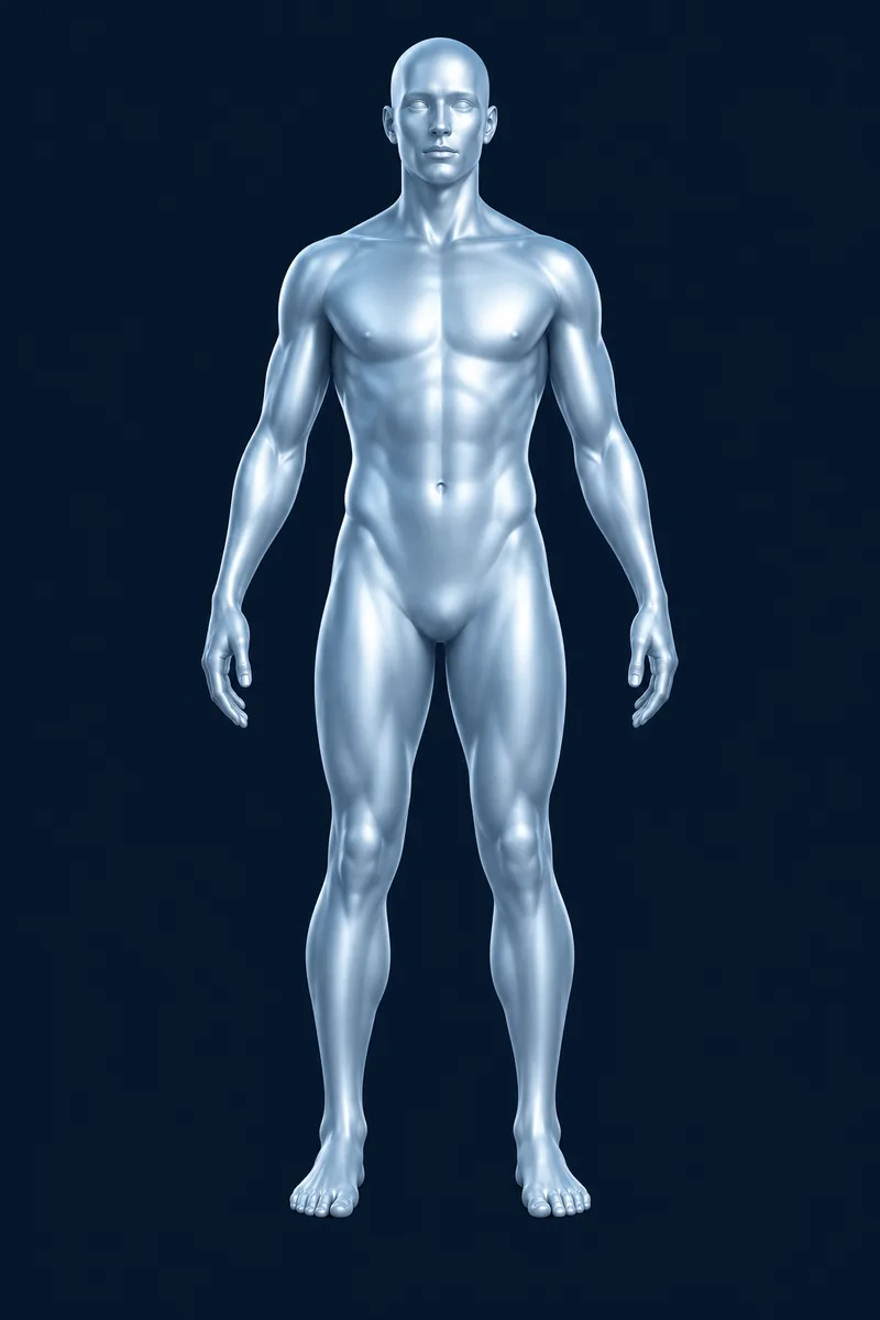 Front-facing human figure used to choose the part of the body that was hurt